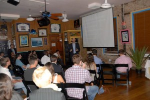 Mike de Boer addresses the crowd at the first ever NOLA Meetup.